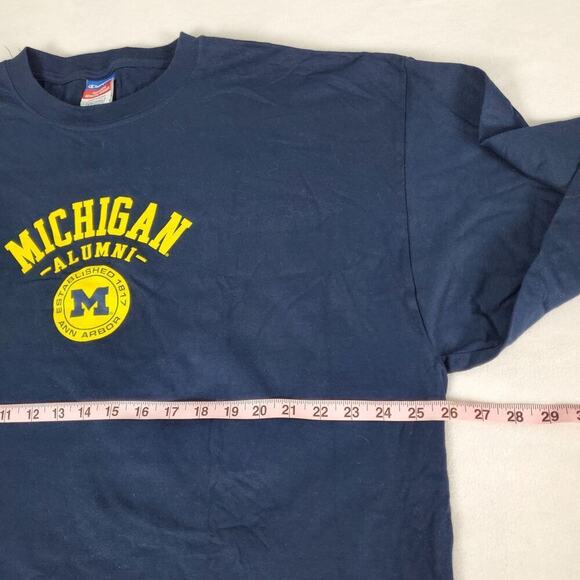 Champion Michigan Alumni T-Shirt Mens 2XL Blue Long Sleeve Cotton Crew Neck - Picture 6 of 7